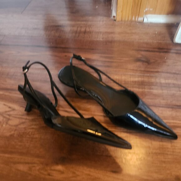 Zara Shoes - Zara  black slingback shoes with kitten heel.